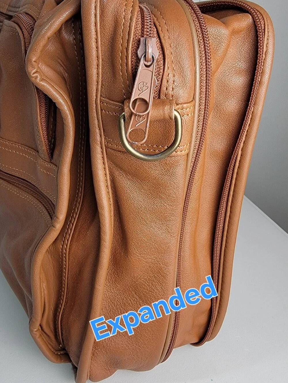 Giorgio Bernini Expandable Messenger Bag Brown Leather Laptop Briefcase-Dust Bag